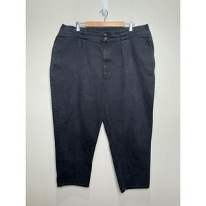 Lucy & Yak Addison Trousers Women W44/R Black Organic Cotton Pleated Plus